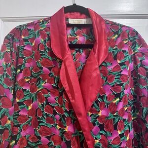 Vintage‎ Victoria's Secret Nightgown Robe Floral Satin Double Breasted Medium
